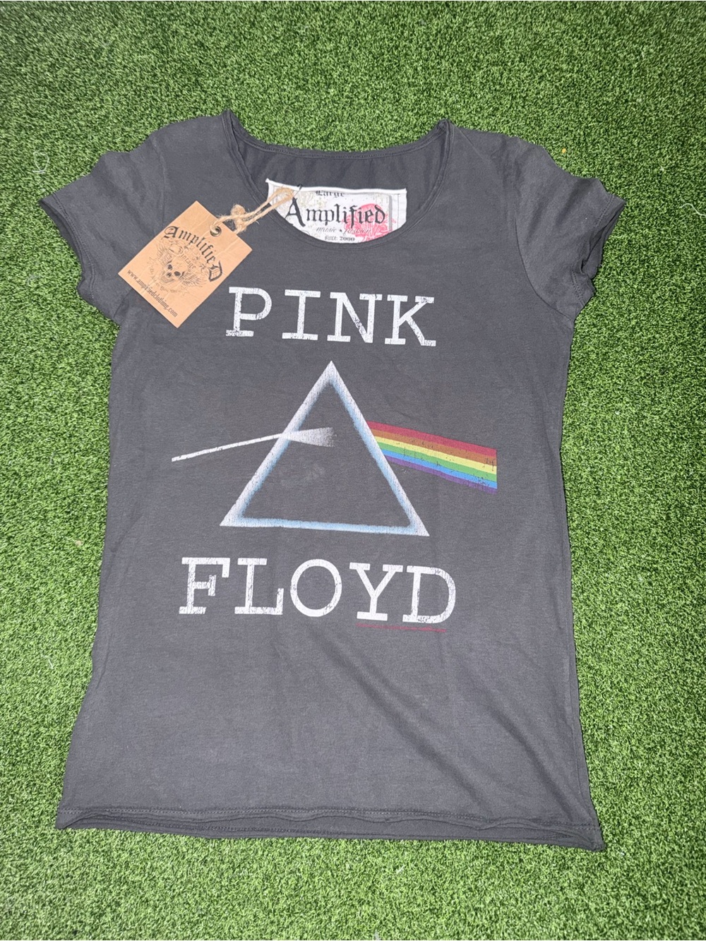 NWT Amplified Women’s Pink Floyd Prism Graphic Tee Charcoal Large (Fits M)